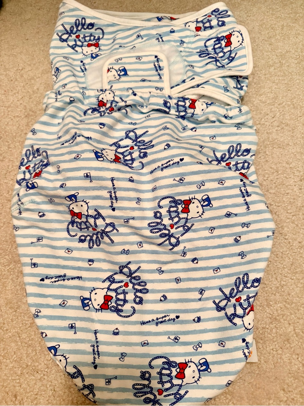 Ergobaby X Hello Kitty Baby White Blue Sail Away Swaddler Wrap